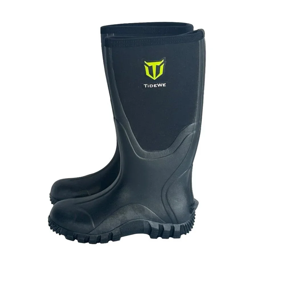 TideWe Mens Size 7 Rubber Neoprene Boots Waterproof Steel Shank Black New Other#